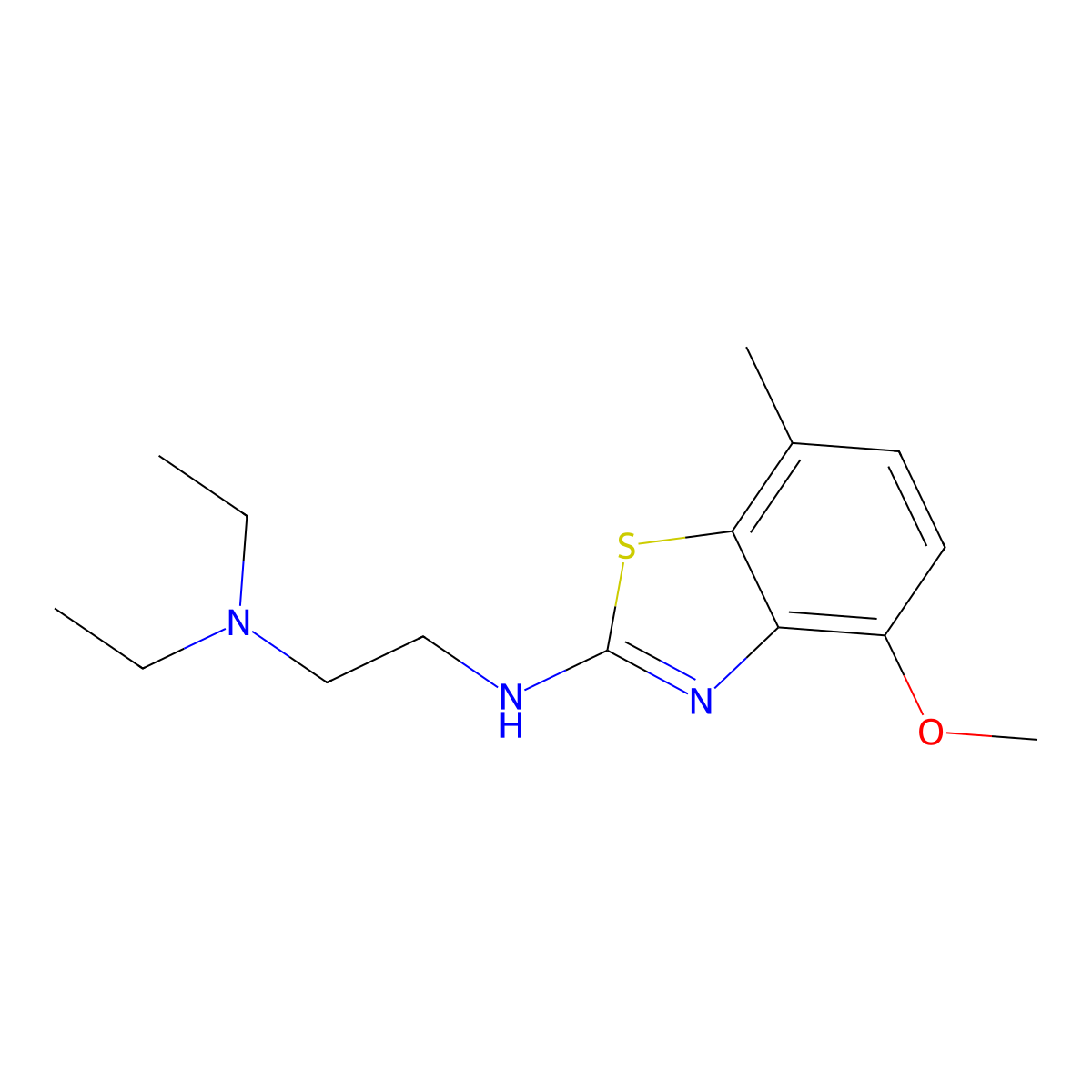 N,N-diethyl-N'-(4-methoxy-7-methyl-1,3-benzothiazol-2-yl)ethane-1,2-diamine molecular structure, CAS 1105188-36-0