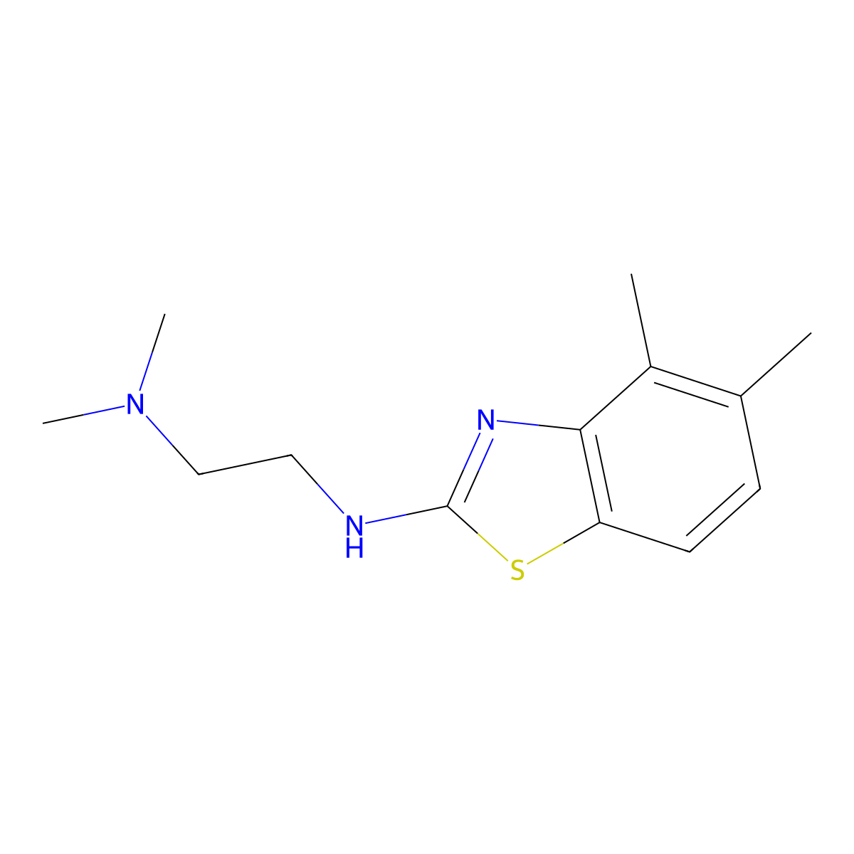 N'-(4,5-dimethyl-1,3-benzothiazol-2-yl)-N,N-dimethylethane-1,2-diamine molecular structure, CAS 1105188-42-8
