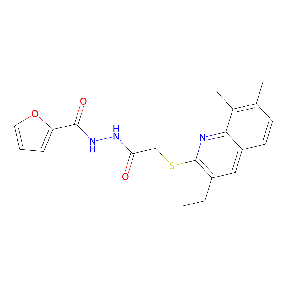 N'-{[(3-Ethyl-7,8-dimethylquinolin-2-yl)sulfanyl]acetyl}furan-2-carbohydrazide molecular structure, CAS 1105188-49-5