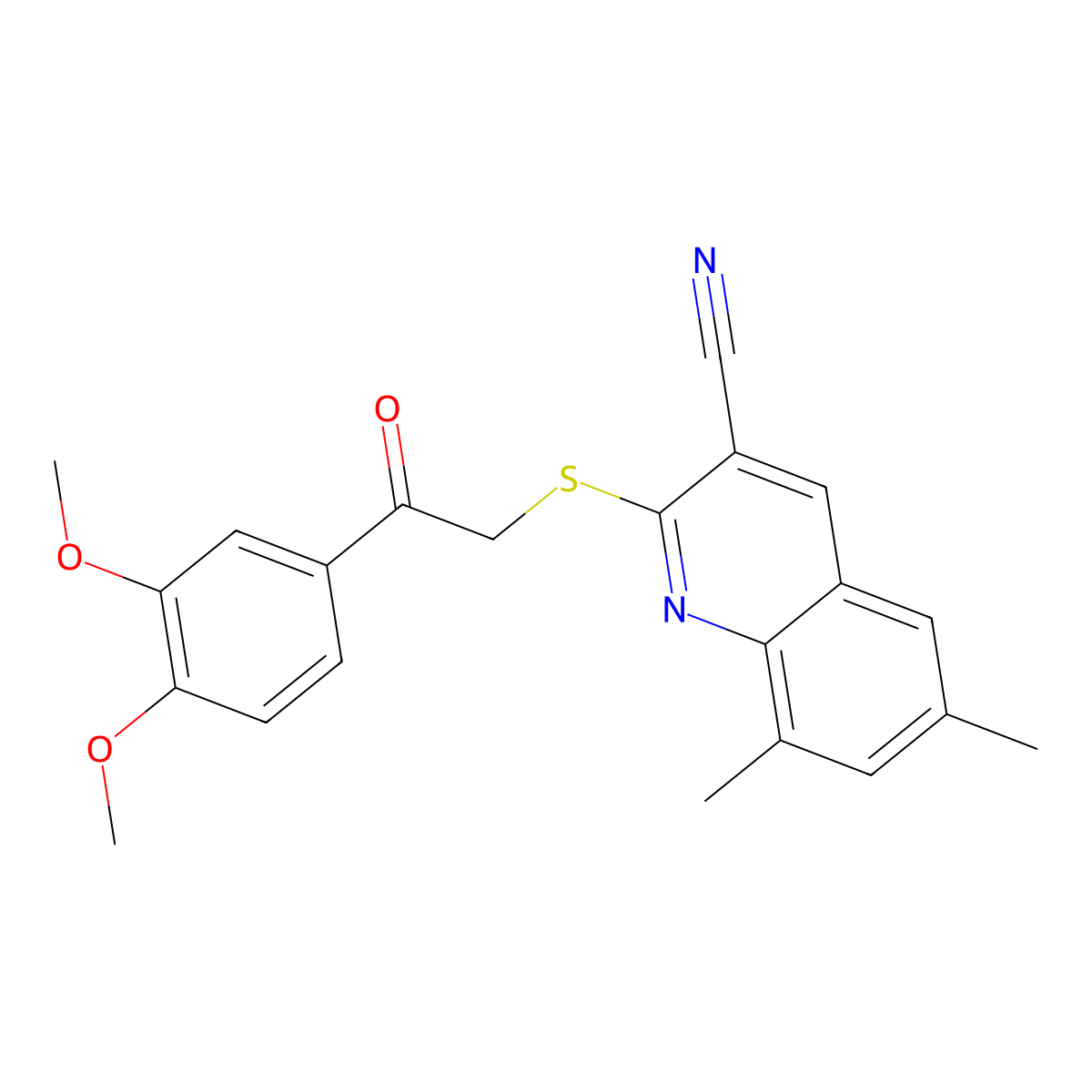 2-[[2-(3,4-Dimethoxyphenyl)-2-oxoethyl]thio]-6,8-dimethyl-3-quinolinecarbonitrile molecular structure, CAS 1105188-53-1