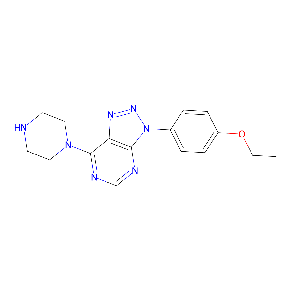 3-(4-ethoxyphenyl)-7-(piperazin-1-yl)-3H-[1,2,3]triazolo[4,5-d]pyrimidine molecular structure, CAS 1105188-61-1
