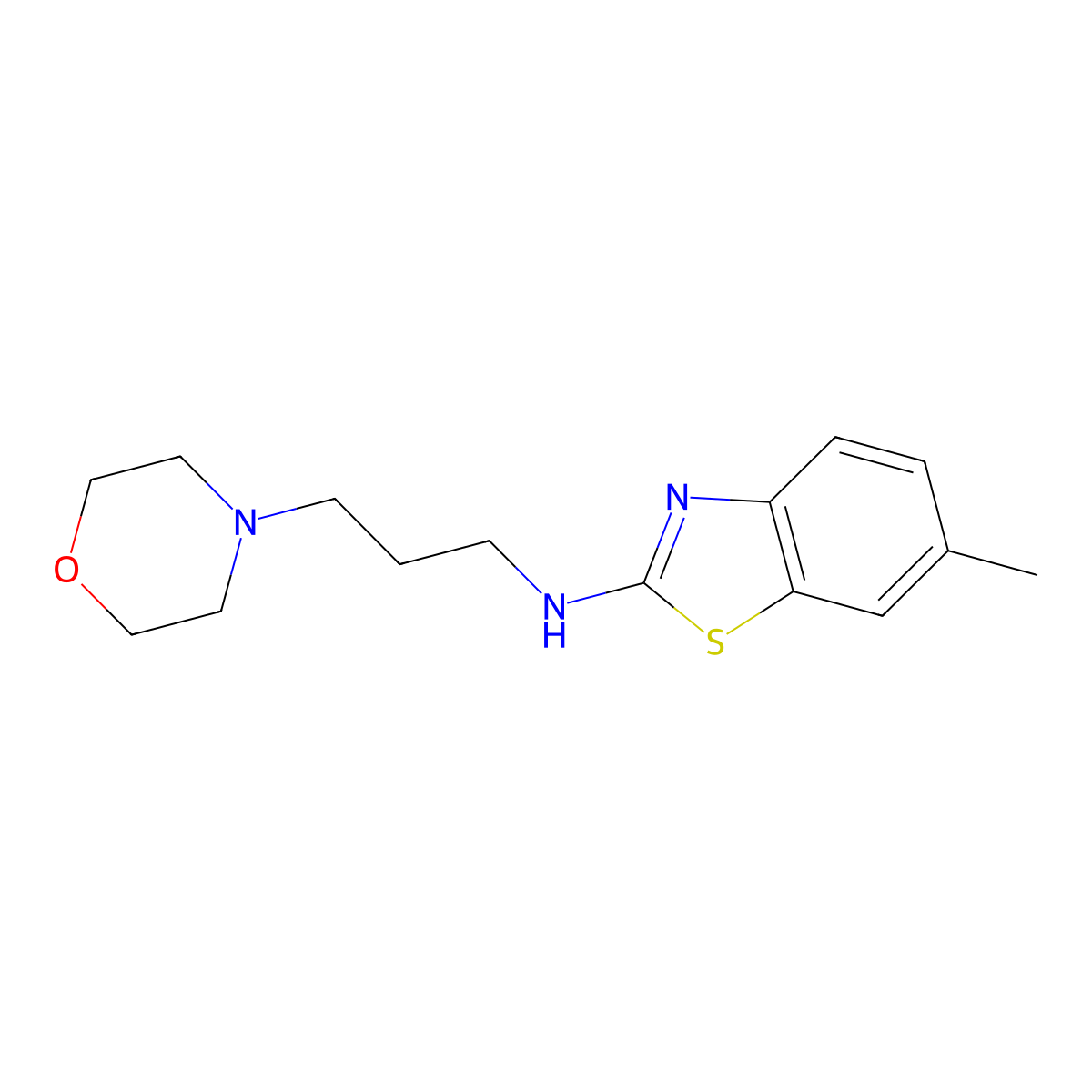 6-methyl-N-(3-morpholin-4-ylpropyl)-1,3-benzothiazol-2-amine molecular structure, CAS 1105188-63-3