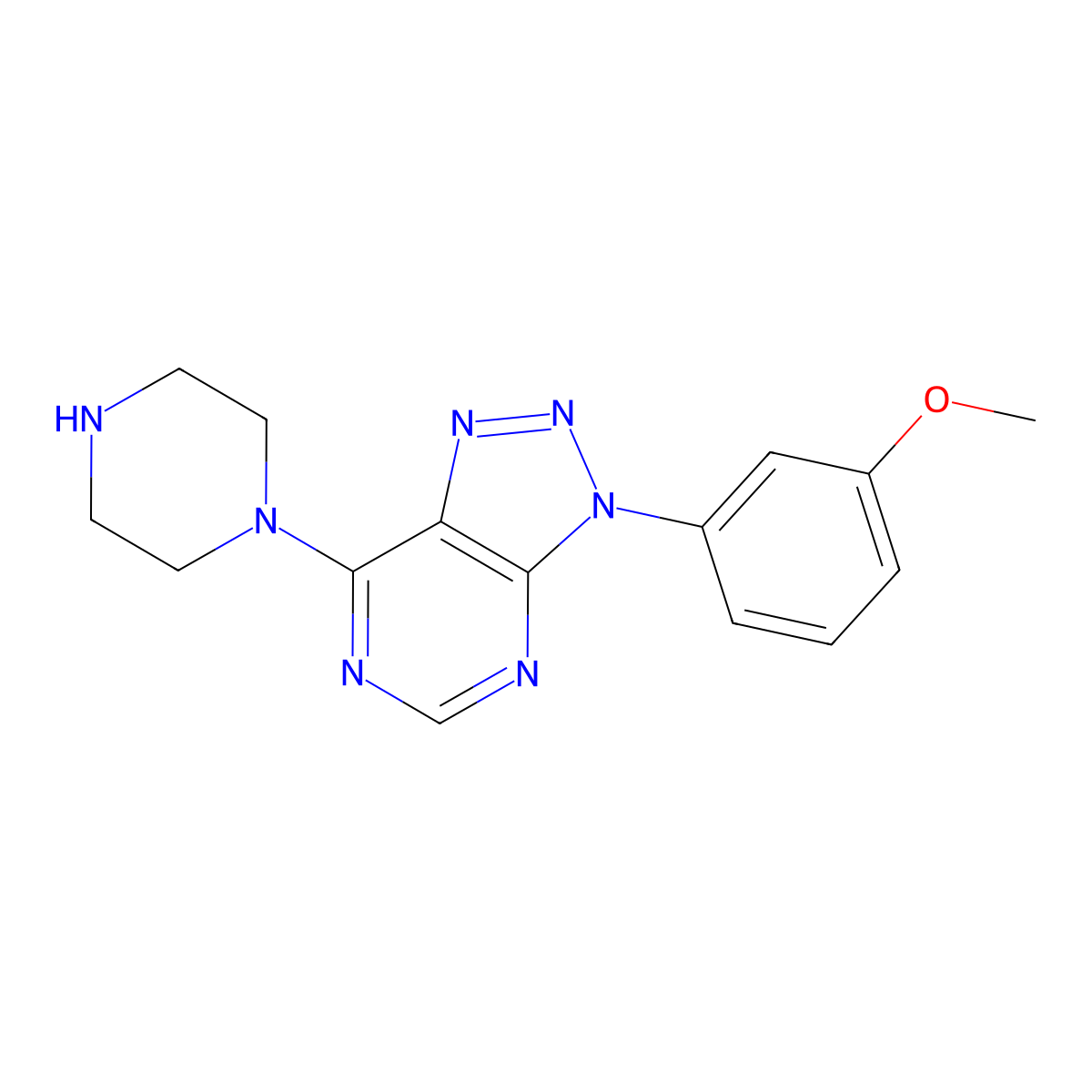 3-(3-Methoxyphenyl)-7-piperazin-1-yltriazolo[4,5-d]pyrimidine molecular structure, CAS 1105188-67-7