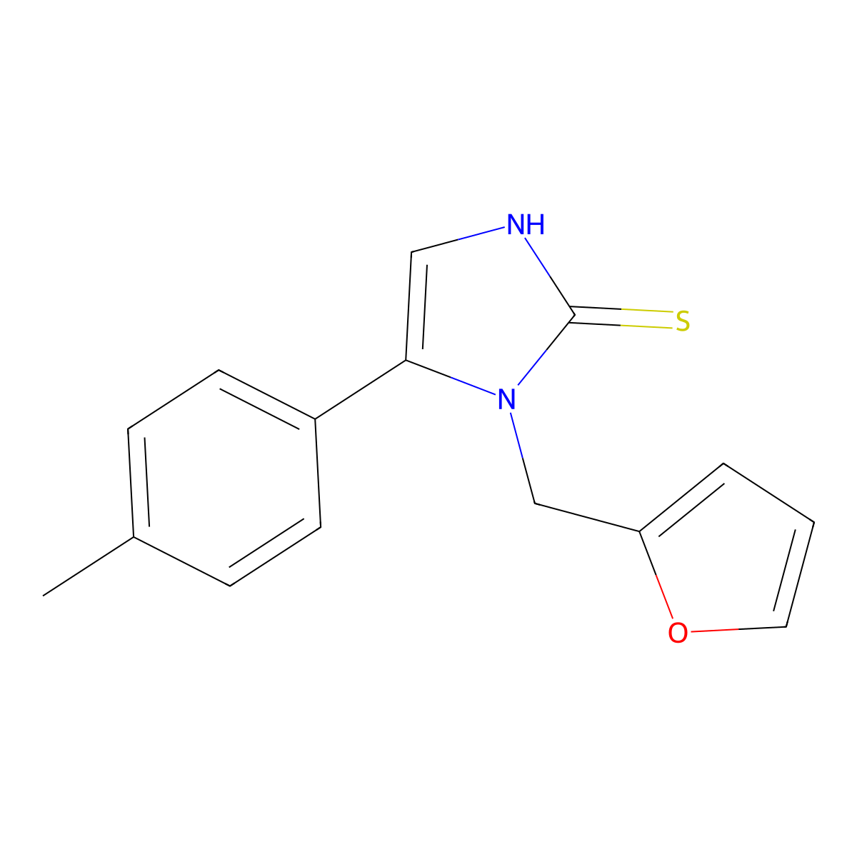 1-(2-furylmethyl)-5-(4-methylphenyl)-1H-imidazole-2-thiol molecular structure, CAS 1105188-88-2