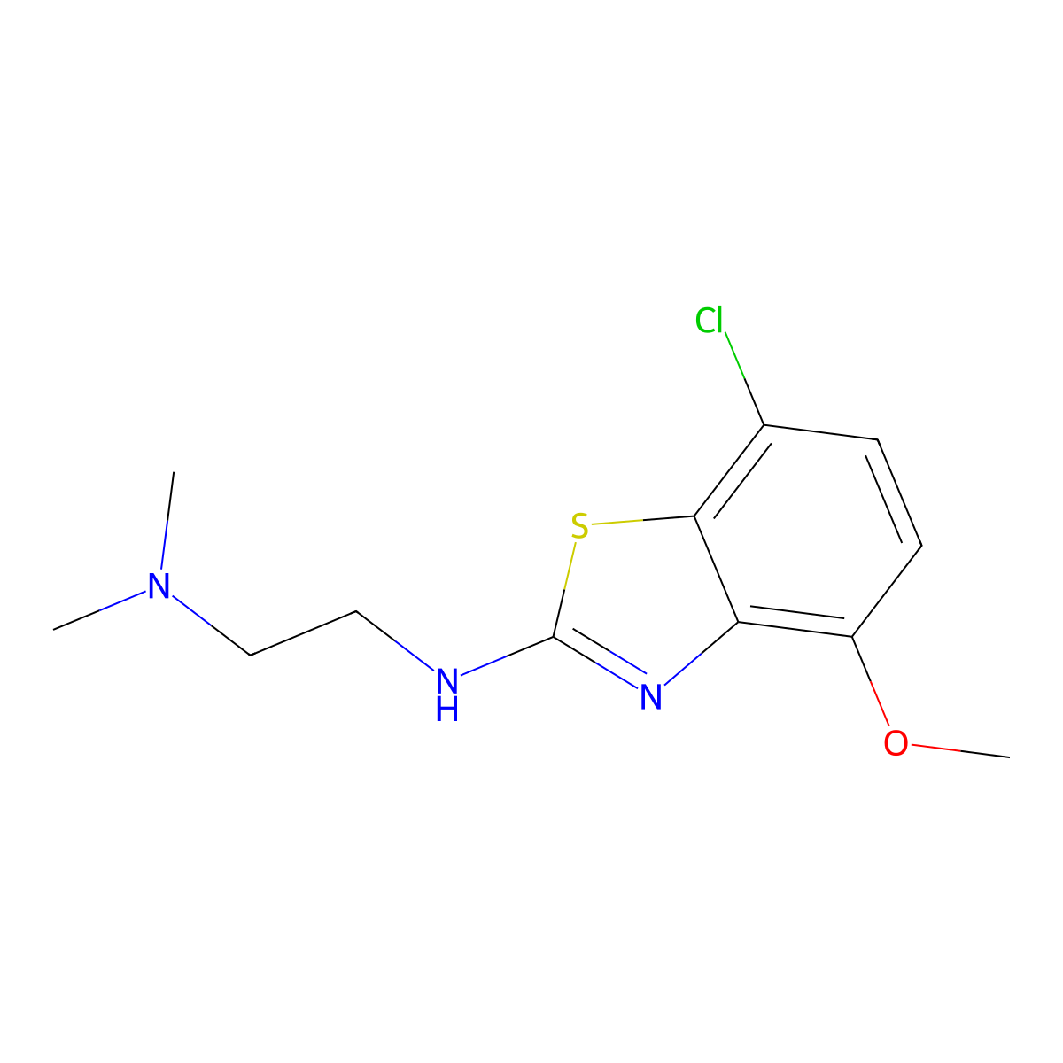 N'-(7-chloro-4-methoxy-1,3-benzothiazol-2-yl)-N,N-dimethylethane-1,2-diamine molecular structure, CAS 1105188-90-6