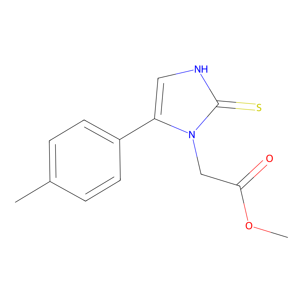 methyl [2-mercapto-5-(4-methylphenyl)-1H-imidazol-1-yl]acetate molecular structure, CAS 1105188-91-7