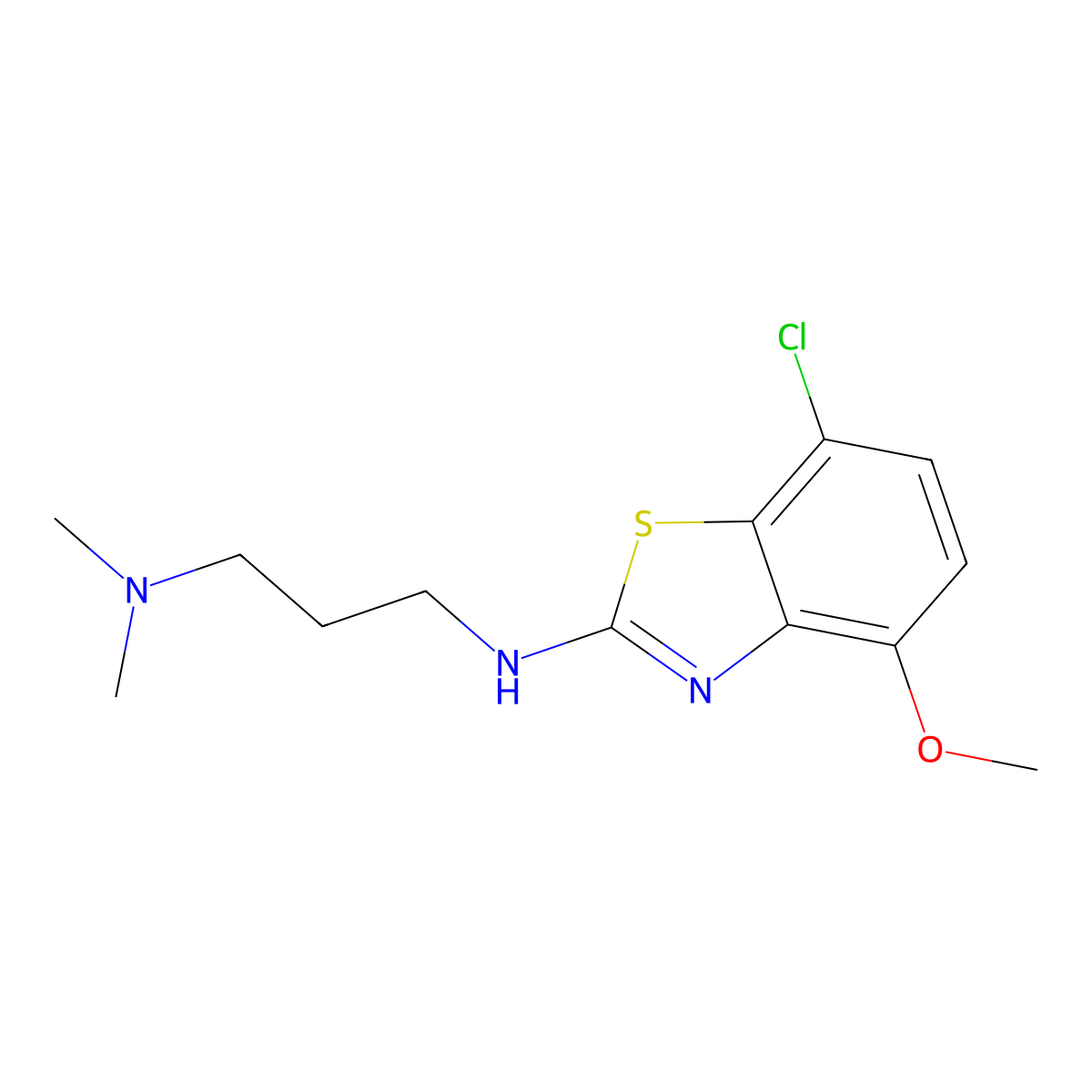 N'-(7-chloro-4-methoxy-1,3-benzothiazol-2-yl)-N,N-dimethylpropane-1,3-diamine molecular structure, CAS 1105188-94-0