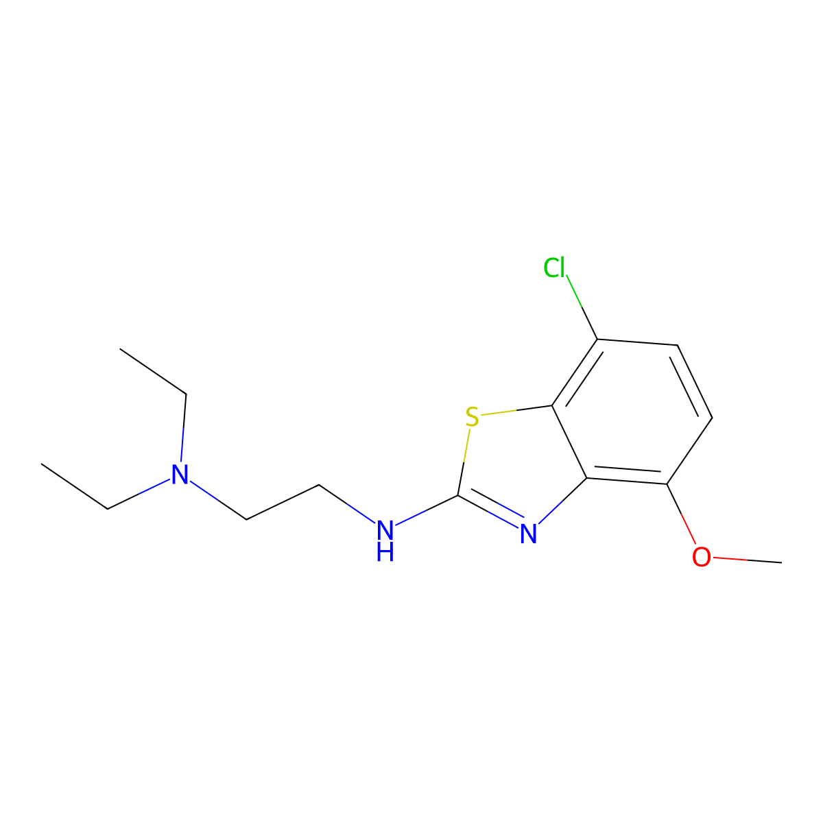 N1-(7-chloro-4-methoxybenzo[d]thiazol-2-yl)-N2,N2-diethylethane-1,2-diamine molecular structure, CAS 1105189-02-3