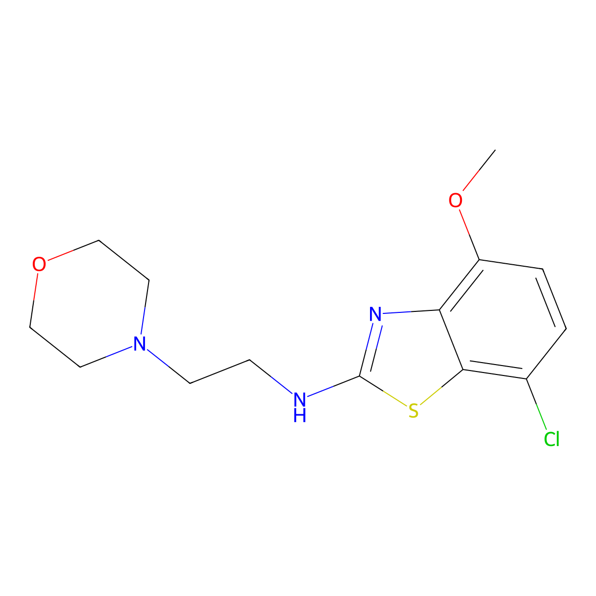 7-chloro-4-methoxy-N-(2-morpholinoethyl)benzo[d]thiazol-2-amine molecular structure, CAS 1105189-05-6