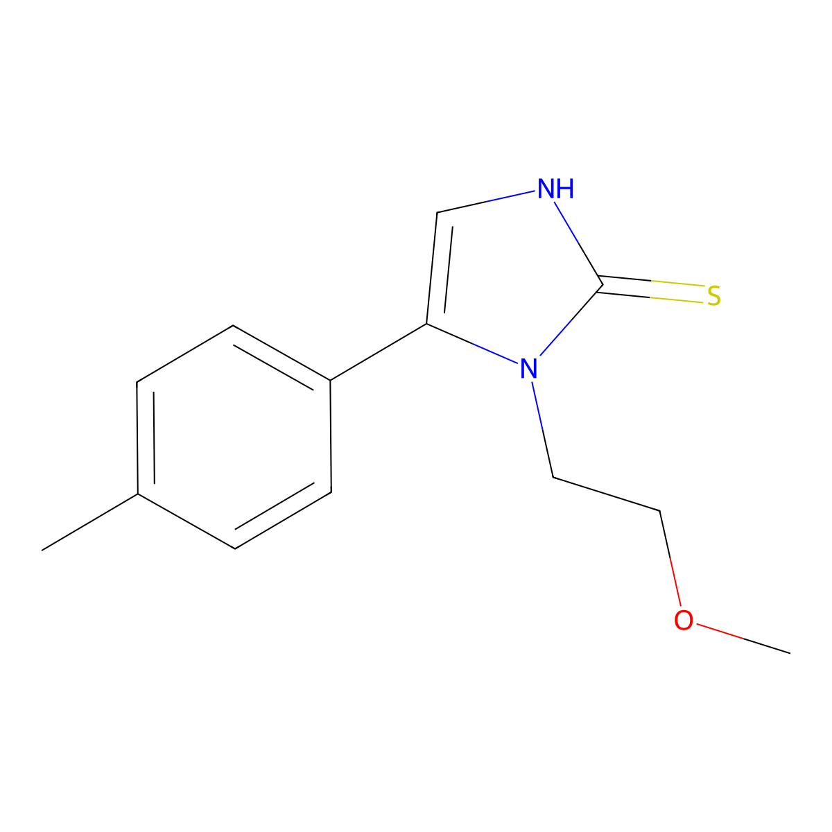 1-(2-methoxyethyl)-5-(4-methylphenyl)-1H-imidazole-2-thiol molecular structure, CAS 1105189-06-7