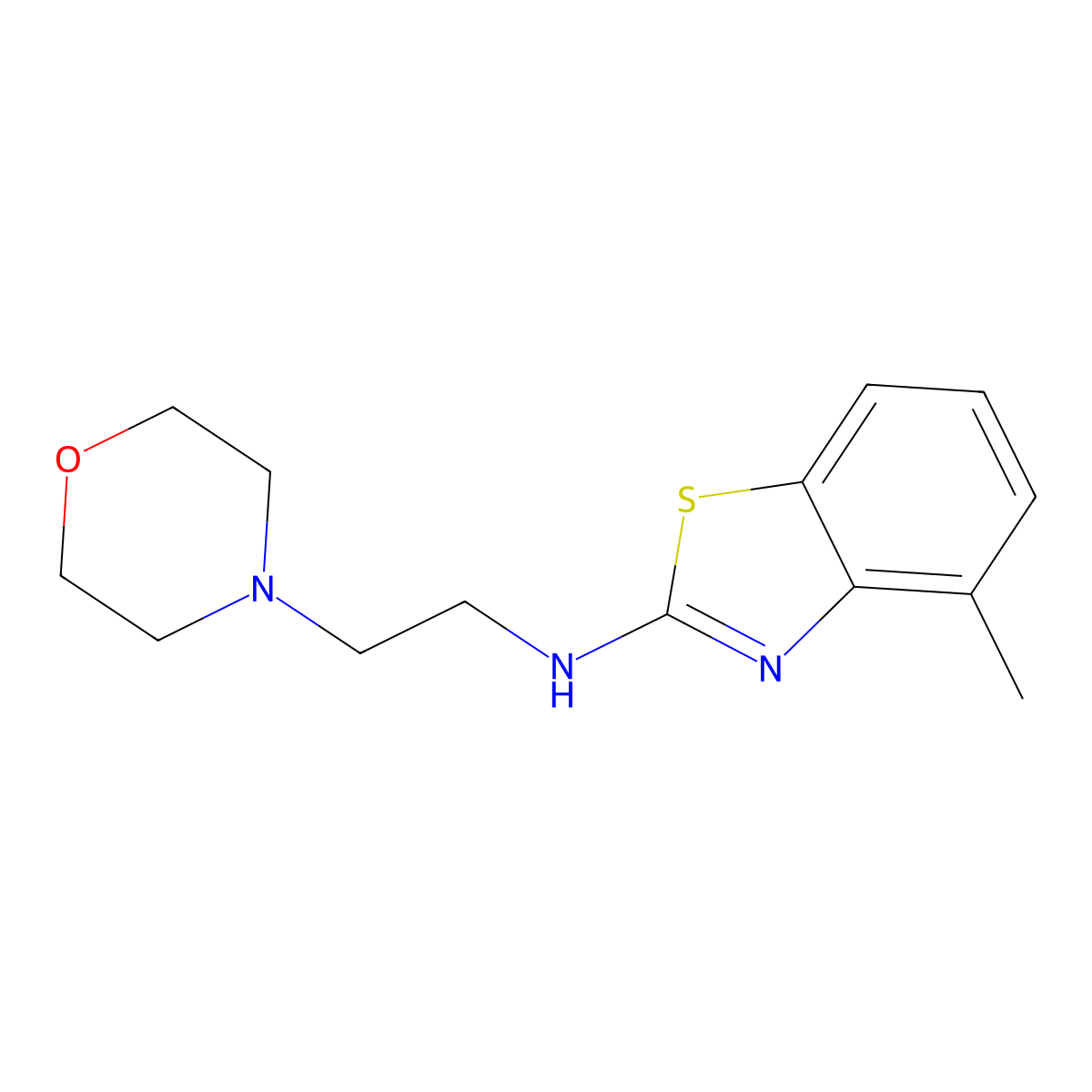 4-methyl-N-(2-morpholin-4-ylethyl)-1,3-benzothiazol-2-amine molecular structure, CAS 1105189-08-9