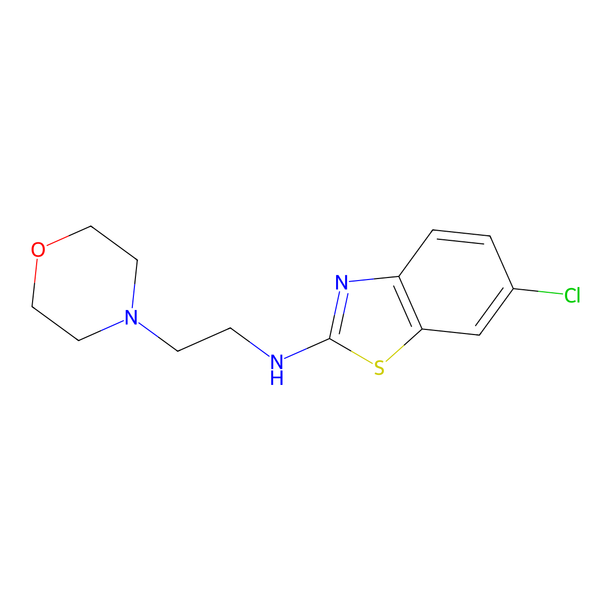 6-chloro-N-(2-morpholin-4-ylethyl)-1,3-benzothiazol-2-amine molecular structure, CAS 1105189-23-8