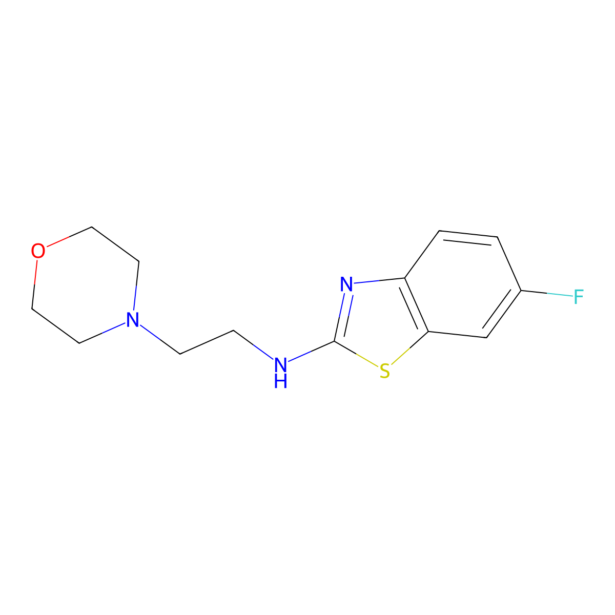 6-fluoro-N-(2-morpholin-4-ylethyl)-1,3-benzothiazol-2-amine molecular structure, CAS 1105189-26-1