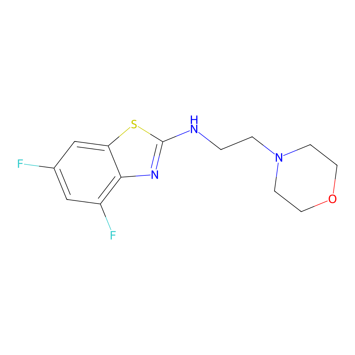 4,6-difluoro-N-(2-morpholin-4-ylethyl)-1,3-benzothiazol-2-amine molecular structure, CAS 1105189-32-9