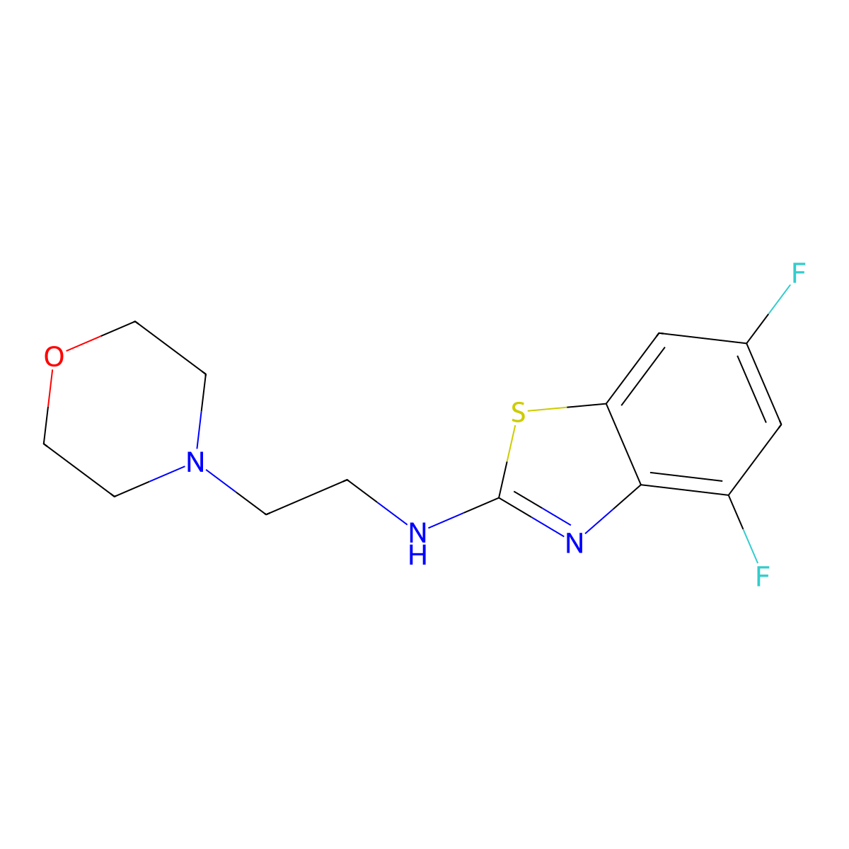 4,6-difluoro-N-(2-morpholin-4-ylethyl)-1,3-benzothiazol-2-amine molecular structure, CAS 1105189-32-9