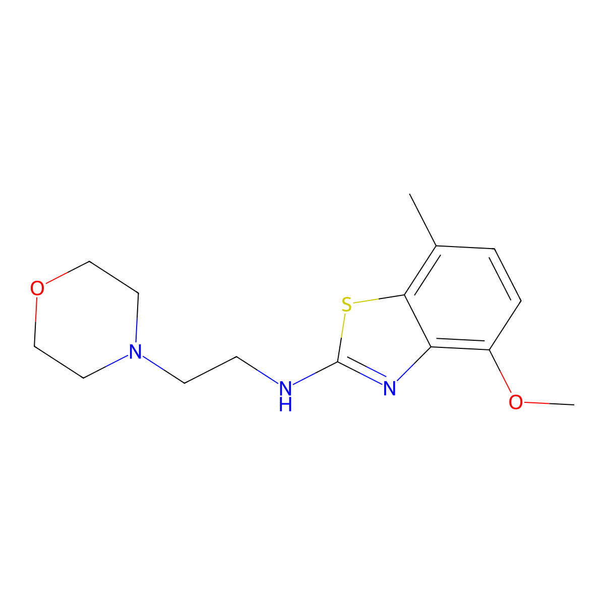 4-methoxy-7-methyl-N-[2-(morpholin-4-yl)ethyl]-1,3-benzothiazol-2-amine molecular structure, CAS 1105189-43-2