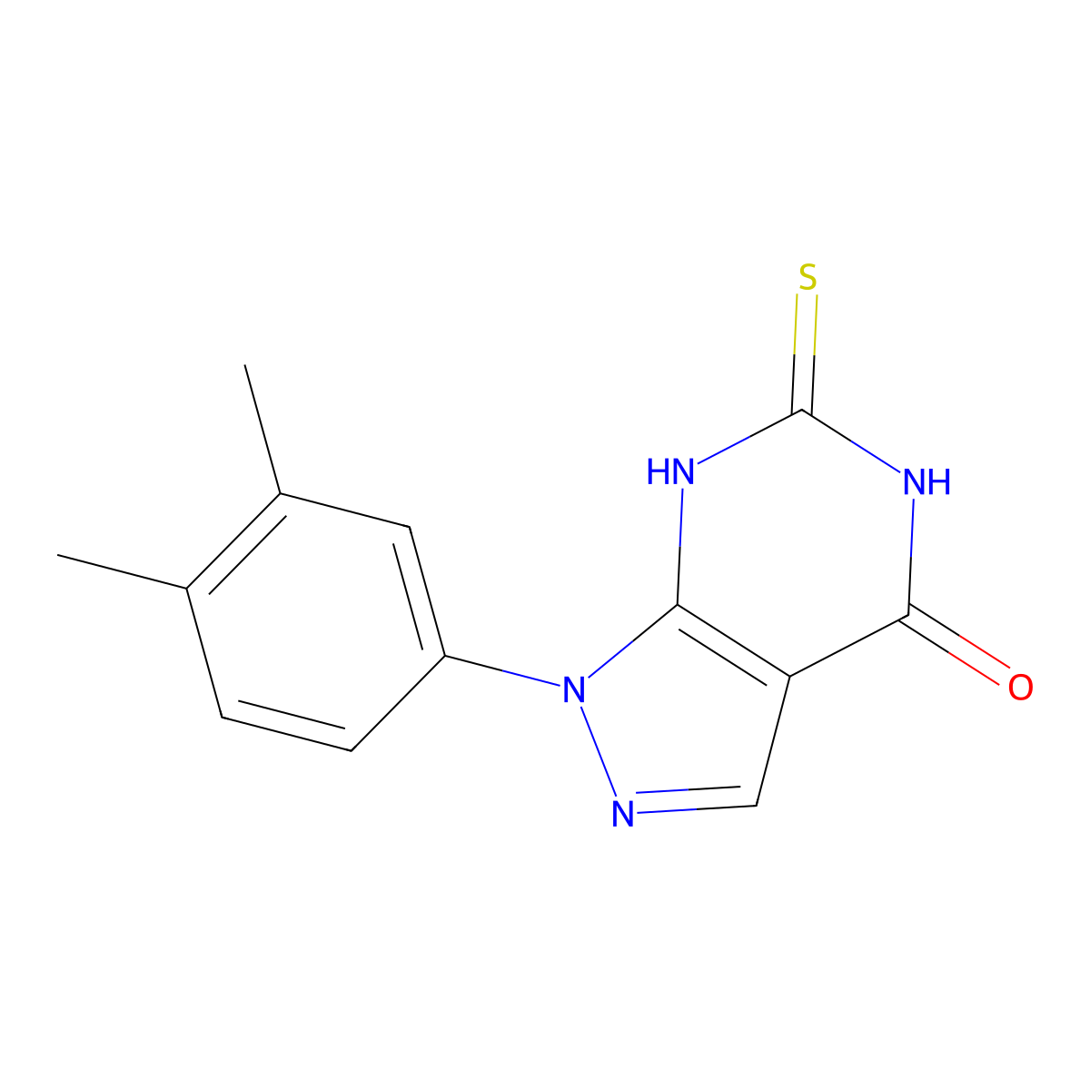 1-(3,4-dimethylphenyl)-6-mercapto-1,5-dihydro-4H-pyrazolo[3,4-d]pyrimidin-4-one molecular structure, CAS 1105189-44-3