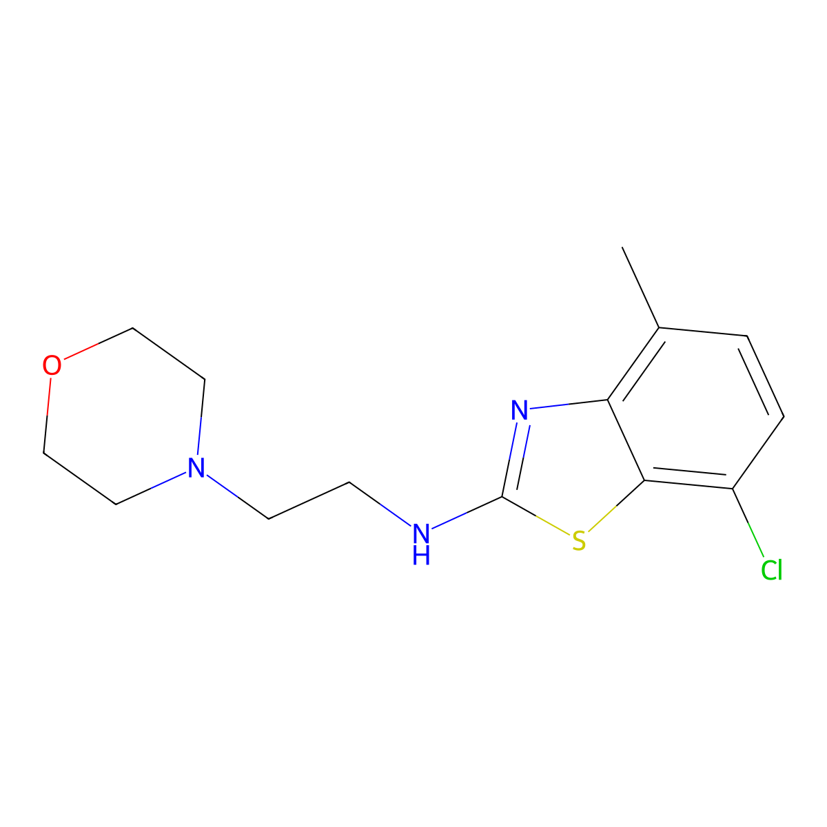 7-chloro-4-methyl-N-(2-morpholinoethyl)benzo[d]thiazol-2-amine molecular structure, CAS 1105189-47-6