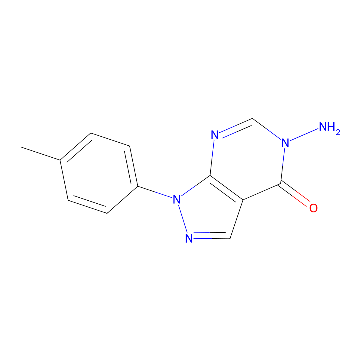 5-amino-1-(4-methylphenyl)-1,5-dihydro-4H-pyrazolo[3,4-d]pyrimidin-4-one molecular structure, CAS 1105189-52-3