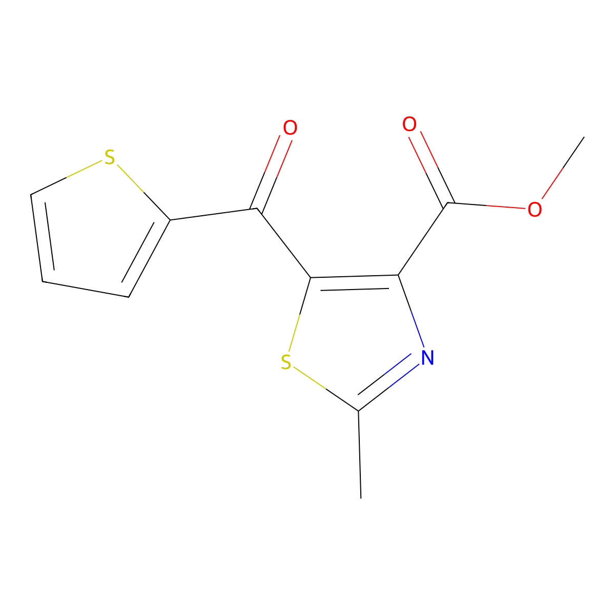 Methyl 2-methyl-5-(2-thienylcarbonyl)-1,3-thiazole-4-carboxylate molecular structure, CAS 1105189-64-7