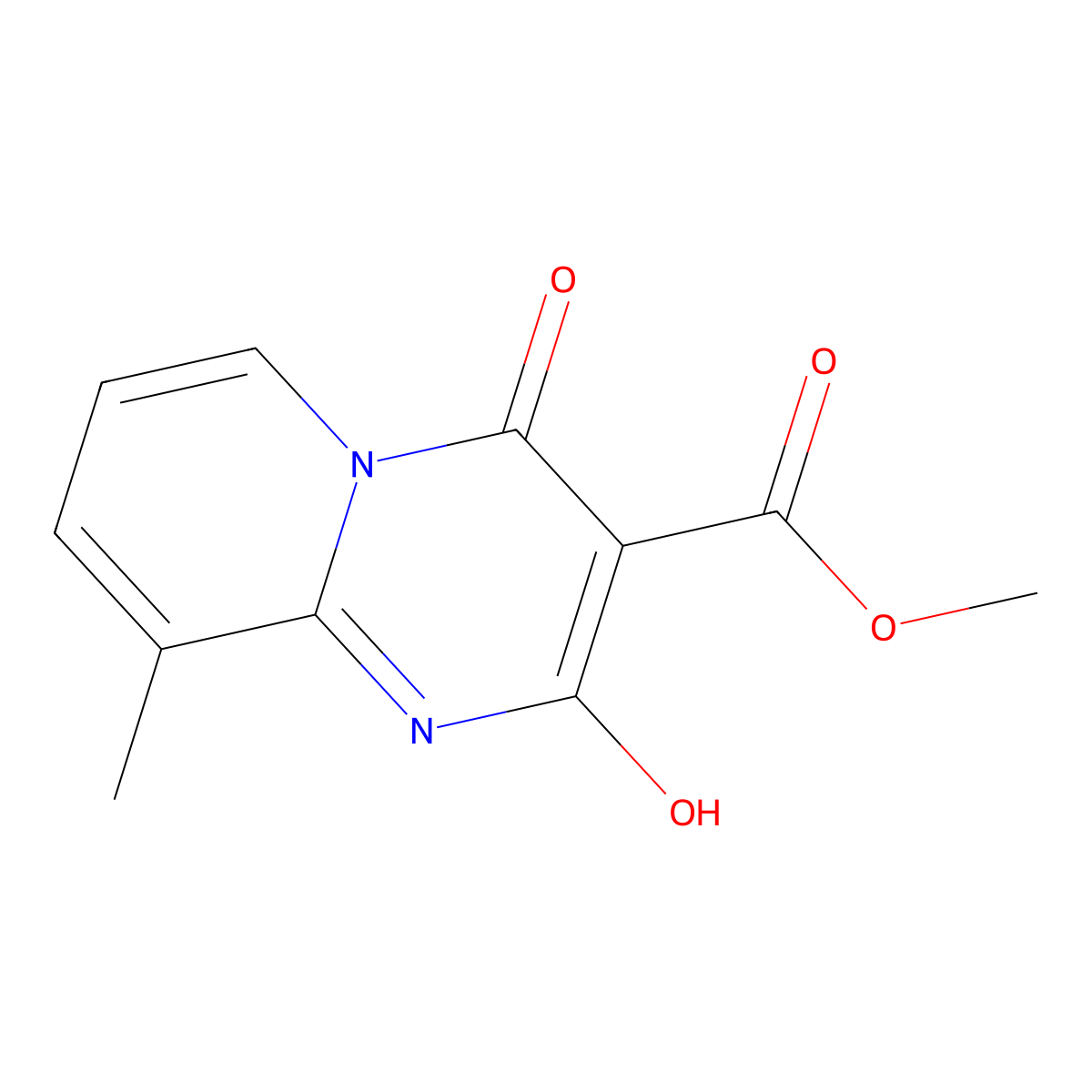 methyl 2-hydroxy-9-methyl-4-oxo-4H-pyrido[1,2-a]pyrimidine-3-carboxylate molecular structure, CAS 1105189-72-7
