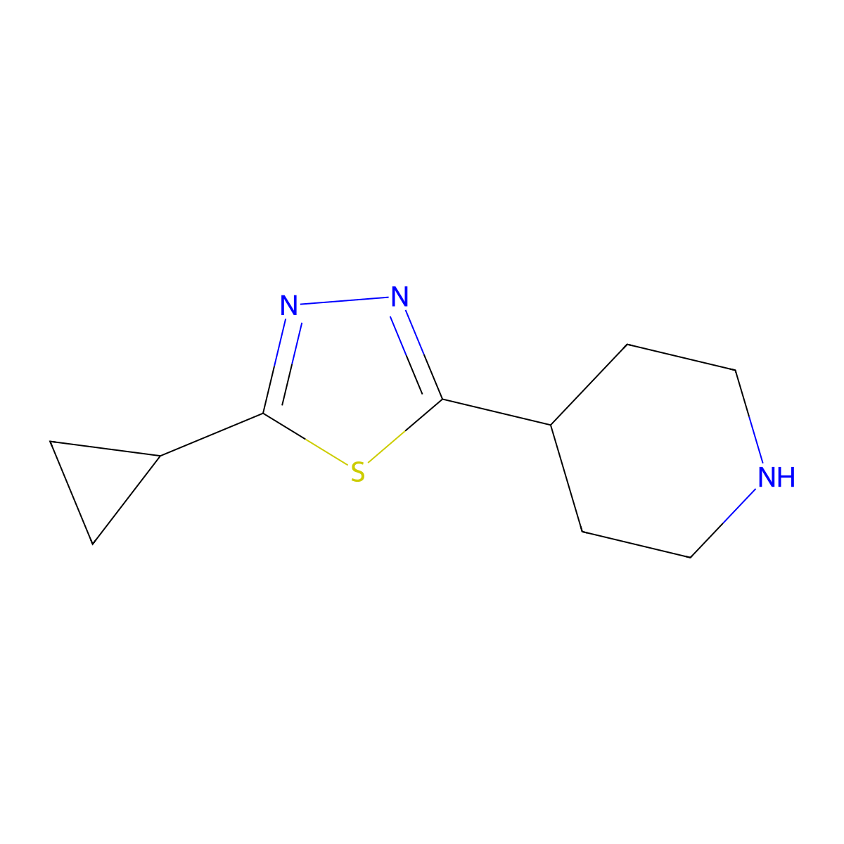 4-(5-Cyclopropyl-1,3,4-thiadiazol-2-yl)piperidine molecular structure, CAS 1105189-79-4