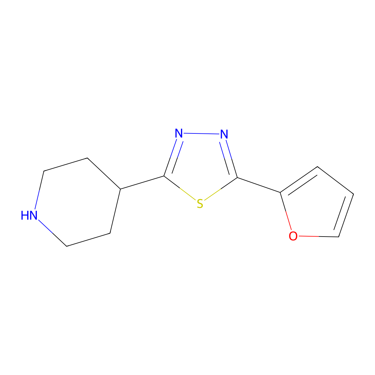 4-[5-(2-Furyl)-1,3,4-thiadiazol-2-yl]piperidine molecular structure, CAS 1105189-84-1
