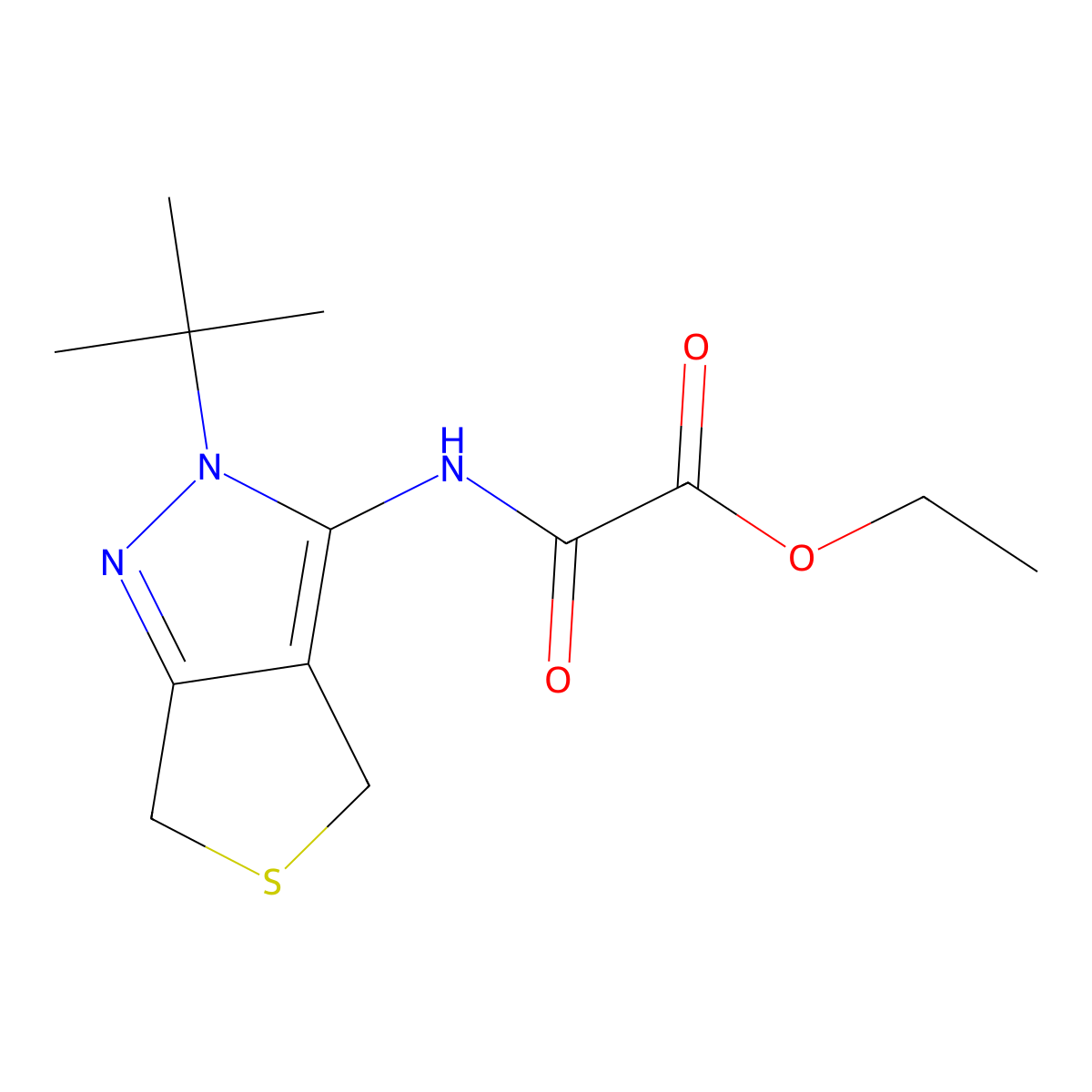 ethyl [(2-tert-butyl-2,6-dihydro-4H-thieno[3,4-c]pyrazol-3-yl)amino](oxo)acetate molecular structure, CAS 1105189-85-2