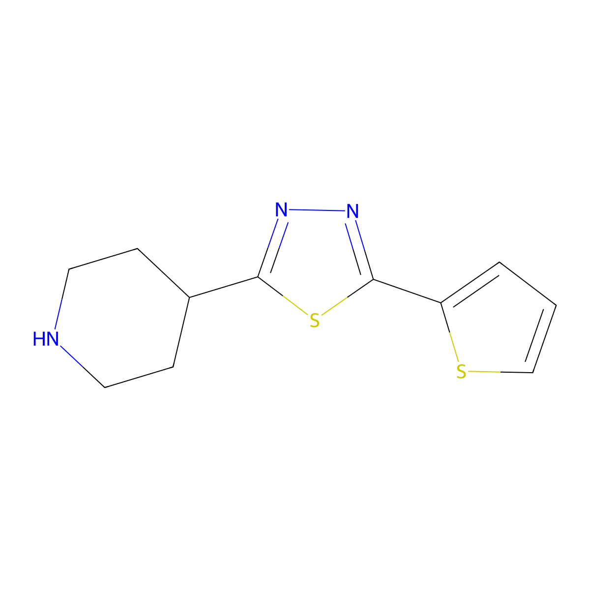 4-[5-(2-Thienyl)-1,3,4-thiadiazol-2-yl]piperidine molecular structure, CAS 1105189-89-6