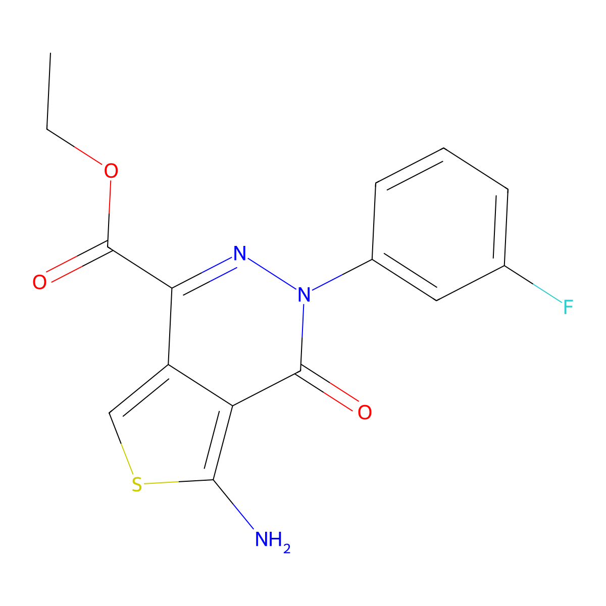 Ethyl 5-amino-3-(3-fluorophenyl)-4-oxothieno[3,4-d]pyridazine-1-carboxylate molecular structure, CAS 1105189-90-9
