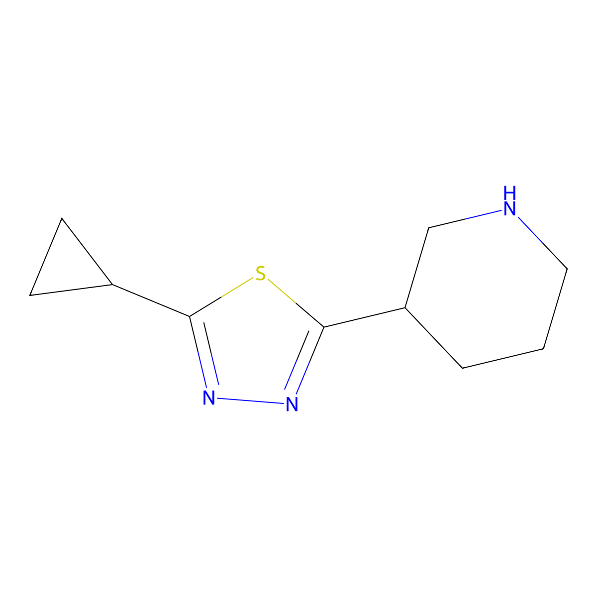 3-(5-Cyclopropyl-1,3,4-thiadiazol-2-yl)piperidine molecular structure, CAS 1105189-94-3