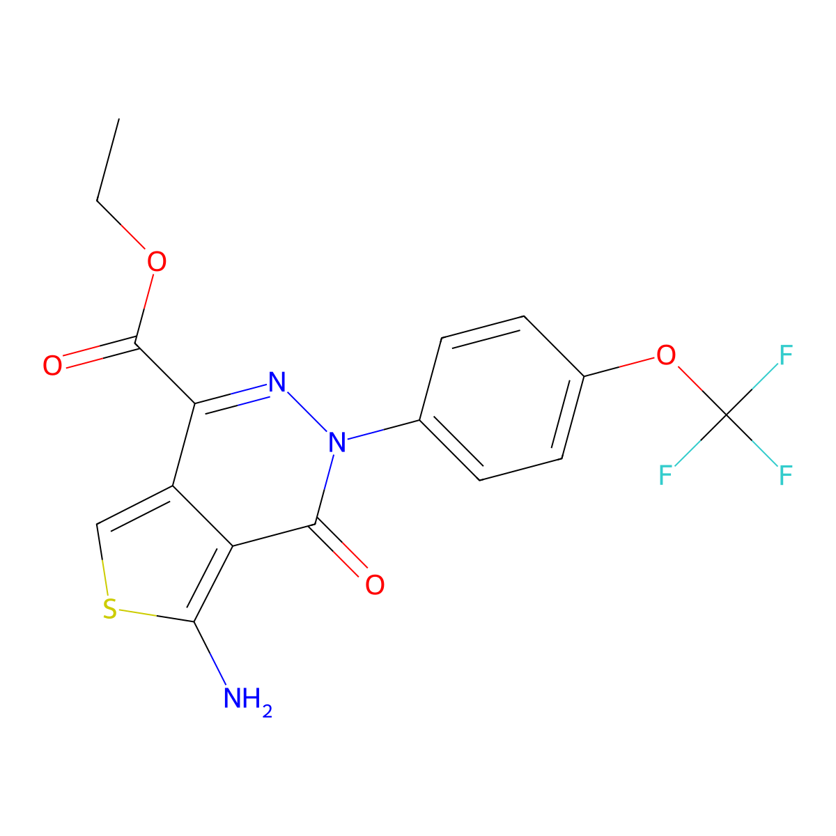 Ethyl 5-amino-4-oxo-3-[4-(trifluoromethoxy)phenyl]thieno[3,4-d]pyridazine-1-carboxylate molecular structure, CAS 1105189-95-4