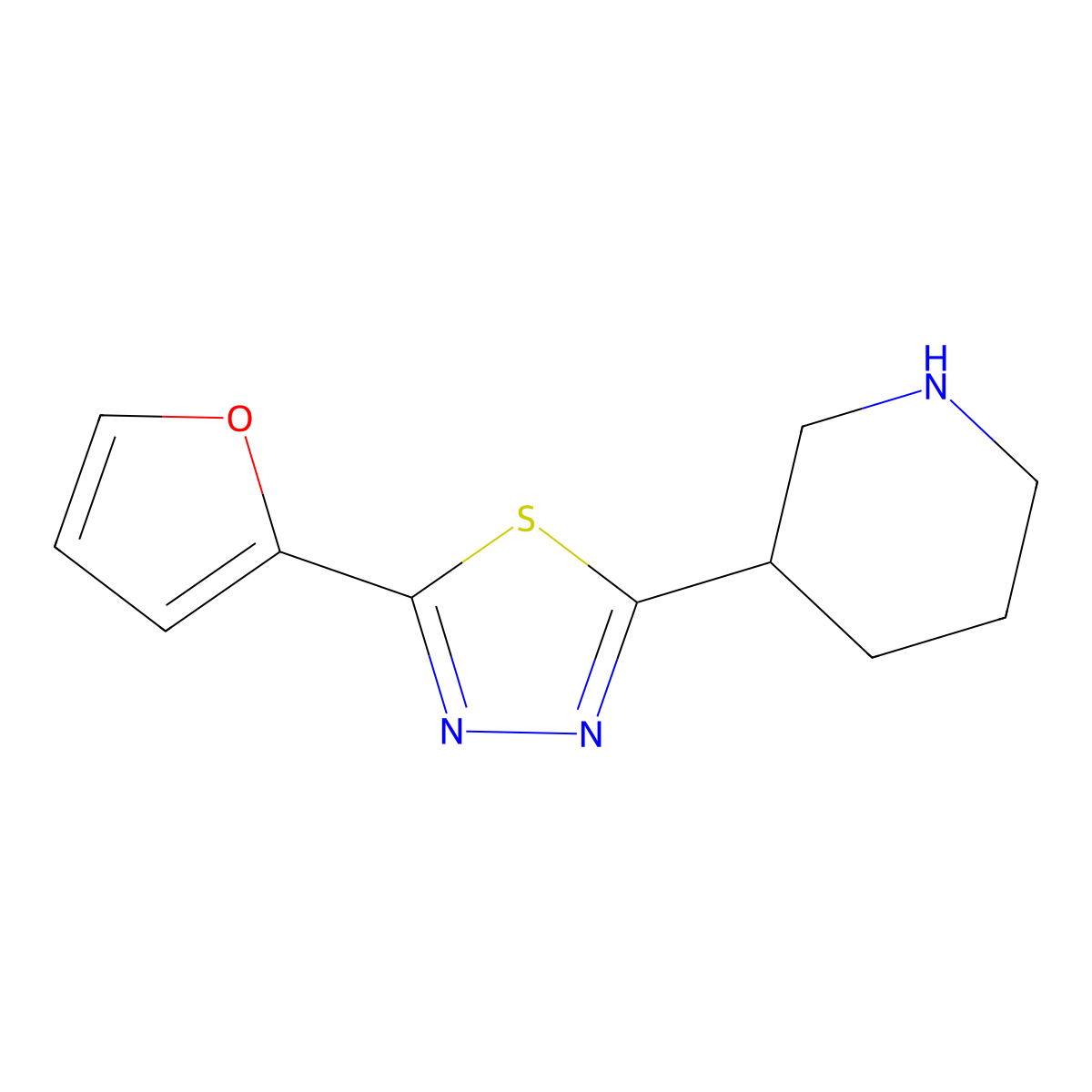3-[5-(2-Furyl)-1,3,4-thiadiazol-2-yl]piperidine molecular structure, CAS 1105189-99-8