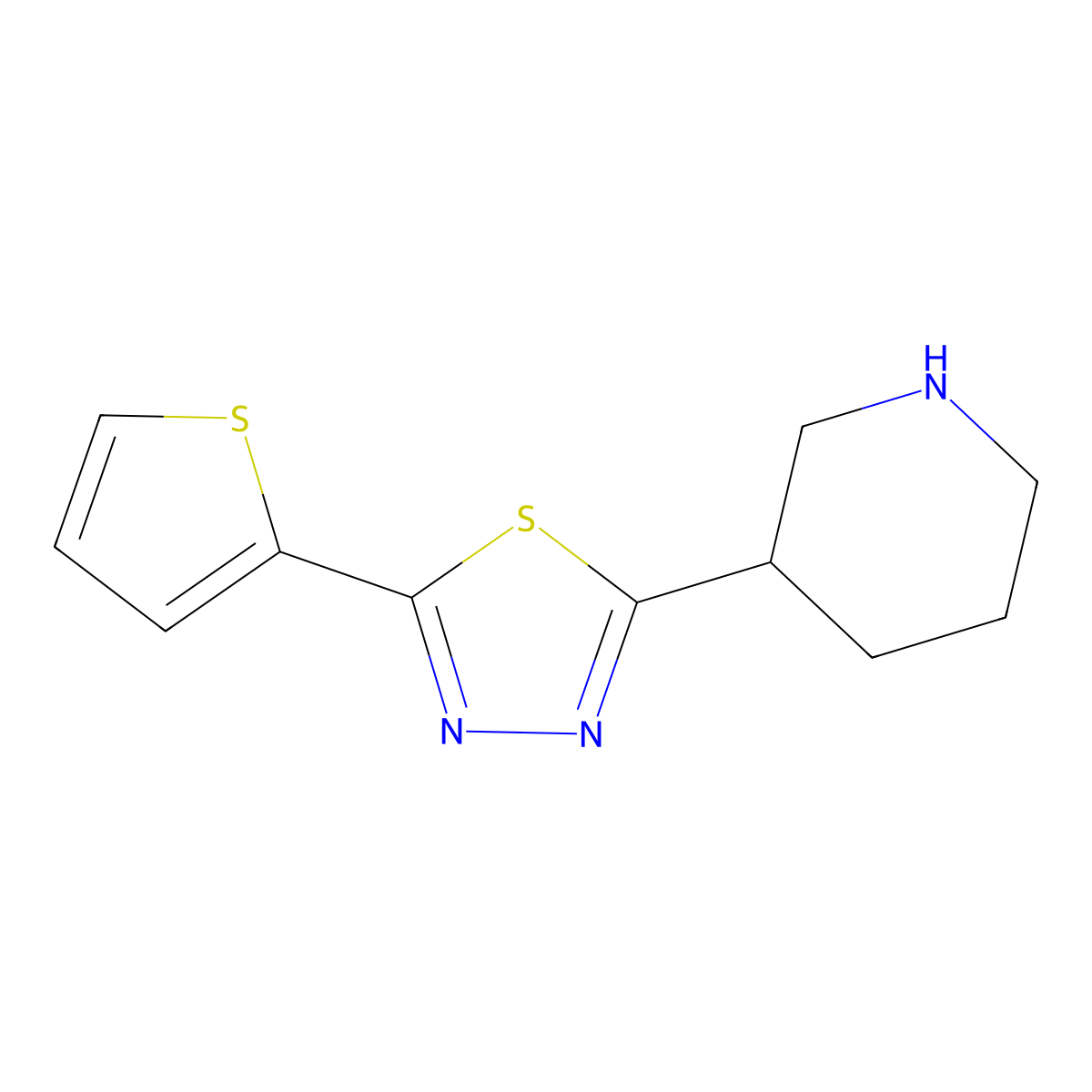 3-[5-(2-Thienyl)-1,3,4-thiadiazol-2-yl]piperidine molecular structure, CAS 1105190-04-2