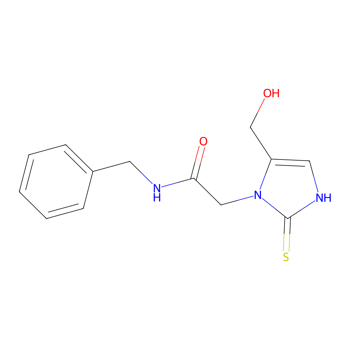 N-benzyl-2-[5-(hydroxymethyl)-2-mercapto-1H-imidazol-1-yl]acetamide molecular structure, CAS 1105190-10-0