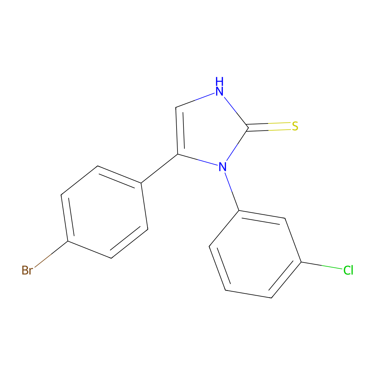 5-(4-bromophenyl)-1-(3-chlorophenyl)-1H-imidazole-2-thiol molecular structure, CAS 1105190-11-1