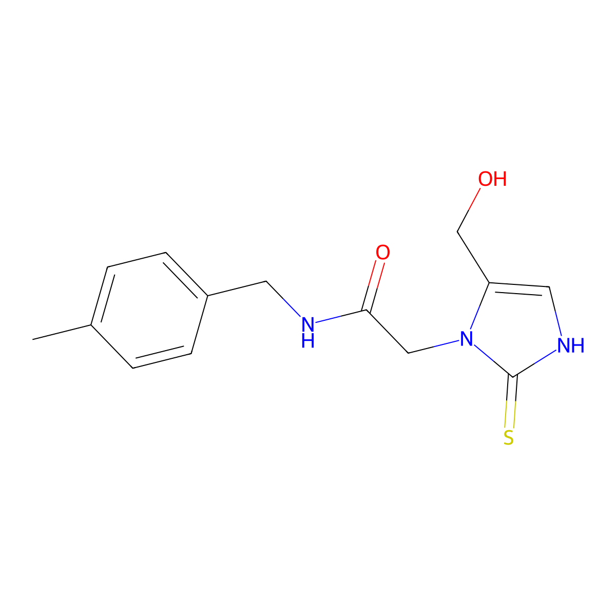 2-[5-(hydroxymethyl)-2-mercapto-1H-imidazol-1-yl]-N-(4-methylbenzyl)acetamide molecular structure, CAS 1105190-15-5