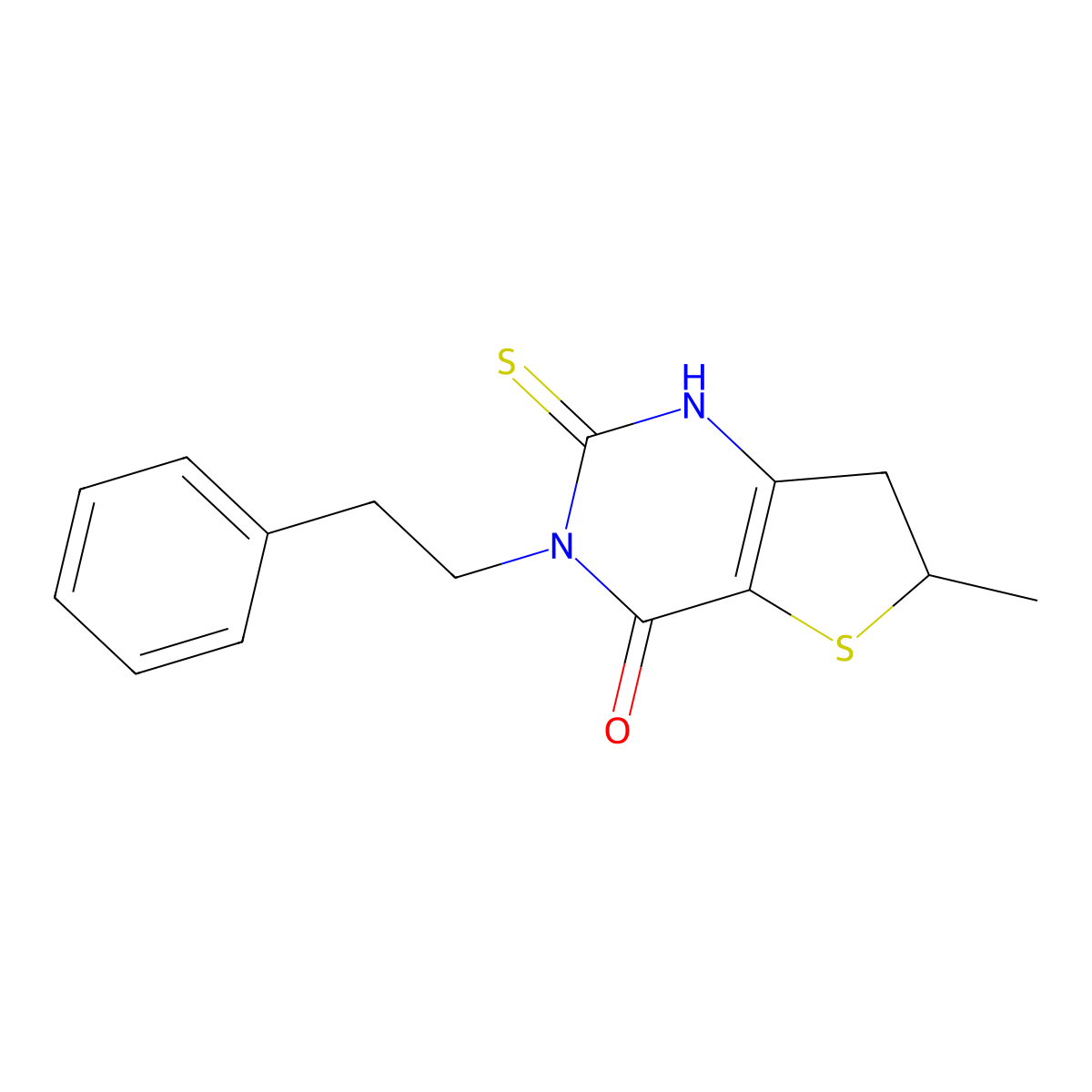 2-mercapto-6-methyl-3-phenethyl-6,7-dihydrothieno[3,2-d]pyrimidin-4(3H)-one molecular structure, CAS 1105190-18-8