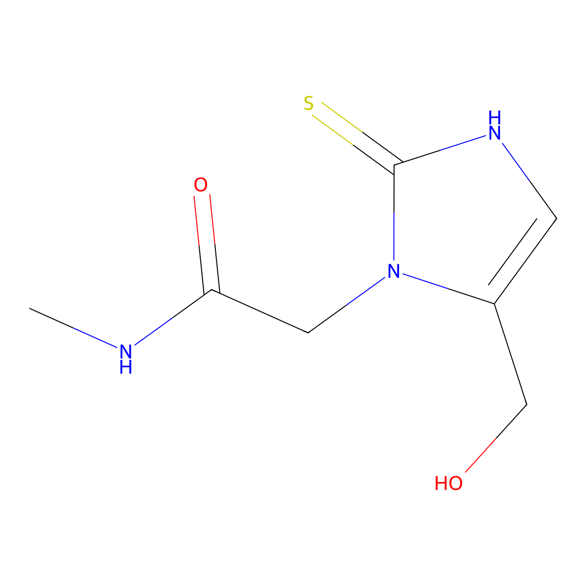 2-[5-(hydroxymethyl)-2-mercapto-1H-imidazol-1-yl]-N-methylacetamide molecular structure, CAS 1105190-20-2