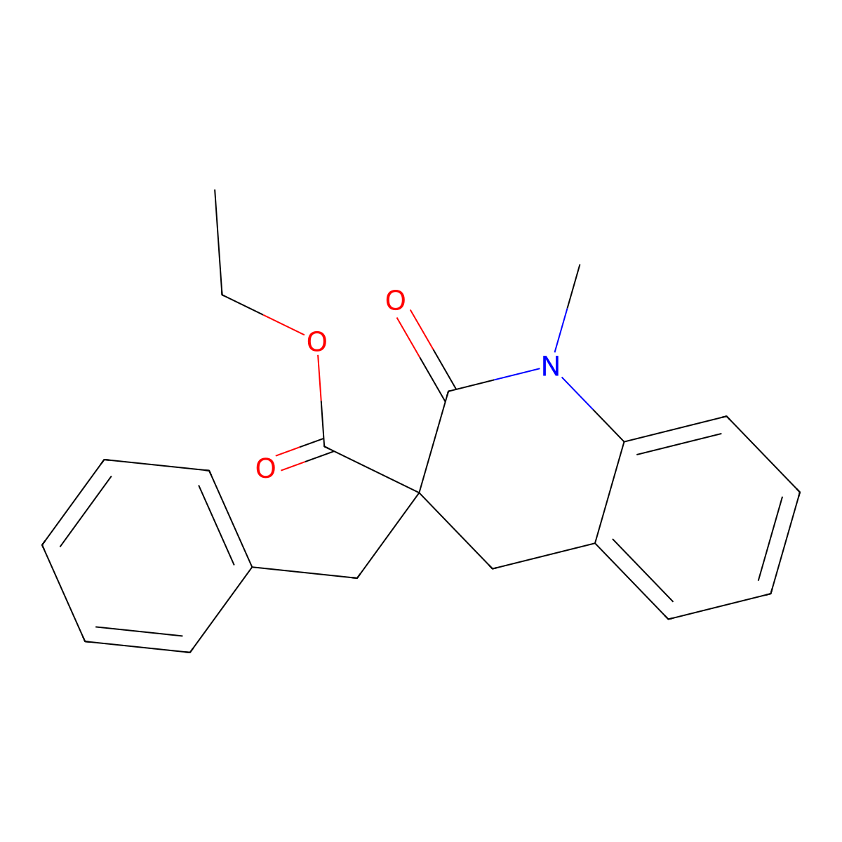 Ethyl 3-benzyl-1-methyl-2-oxo-1,2,3,4-tetrahydro-3-quinolinecarboxylate molecular structure, CAS 1105190-21-3