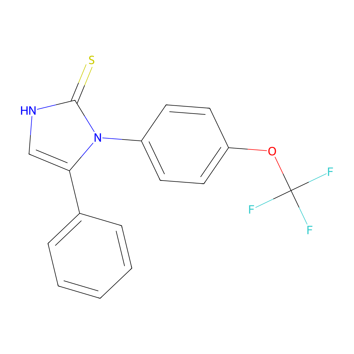 5-phenyl-1-(4-(trifluoromethoxy)phenyl)-1H-imidazole-2(3H)-thione molecular structure, CAS 1105190-24-6