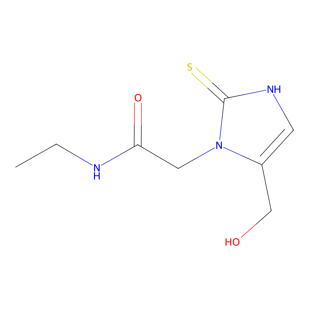 N-ethyl-2-[5-(hydroxymethyl)-2-mercapto-1H-imidazol-1-yl]acetamide molecular structure, CAS 1105190-25-7