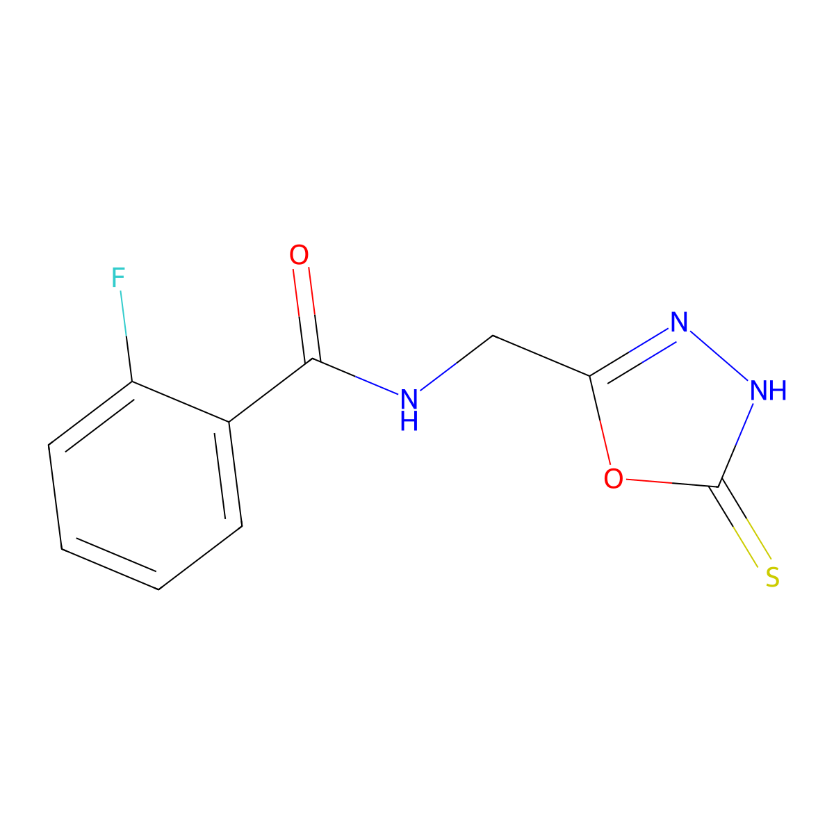 2-Fluoro-N-[(5-mercapto-1,3,4-oxadiazol-2-YL)methyl]benzamide molecular structure, CAS 1105190-28-0