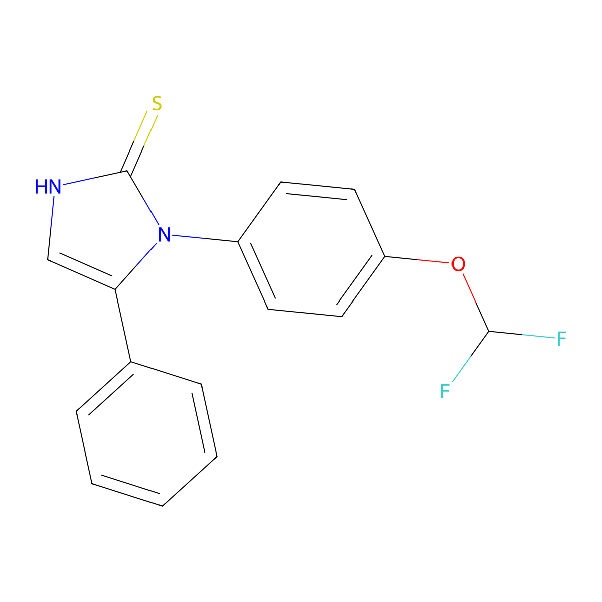 1-(4-(difluoromethoxy)phenyl)-5-phenyl-1H-imidazole-2(3H)-thione molecular structure, CAS 1105190-29-1