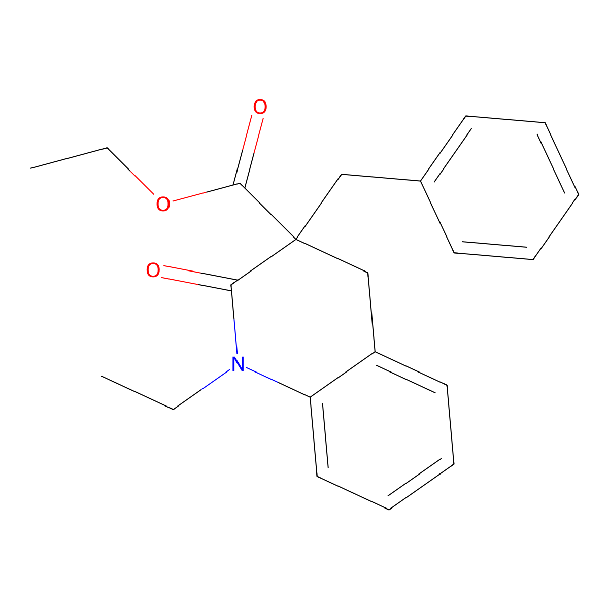 Ethyl 3-benzyl-1-ethyl-2-oxo-1,2,3,4-tetrahydro-3-quinolinecarboxylate molecular structure, CAS 1105190-31-5