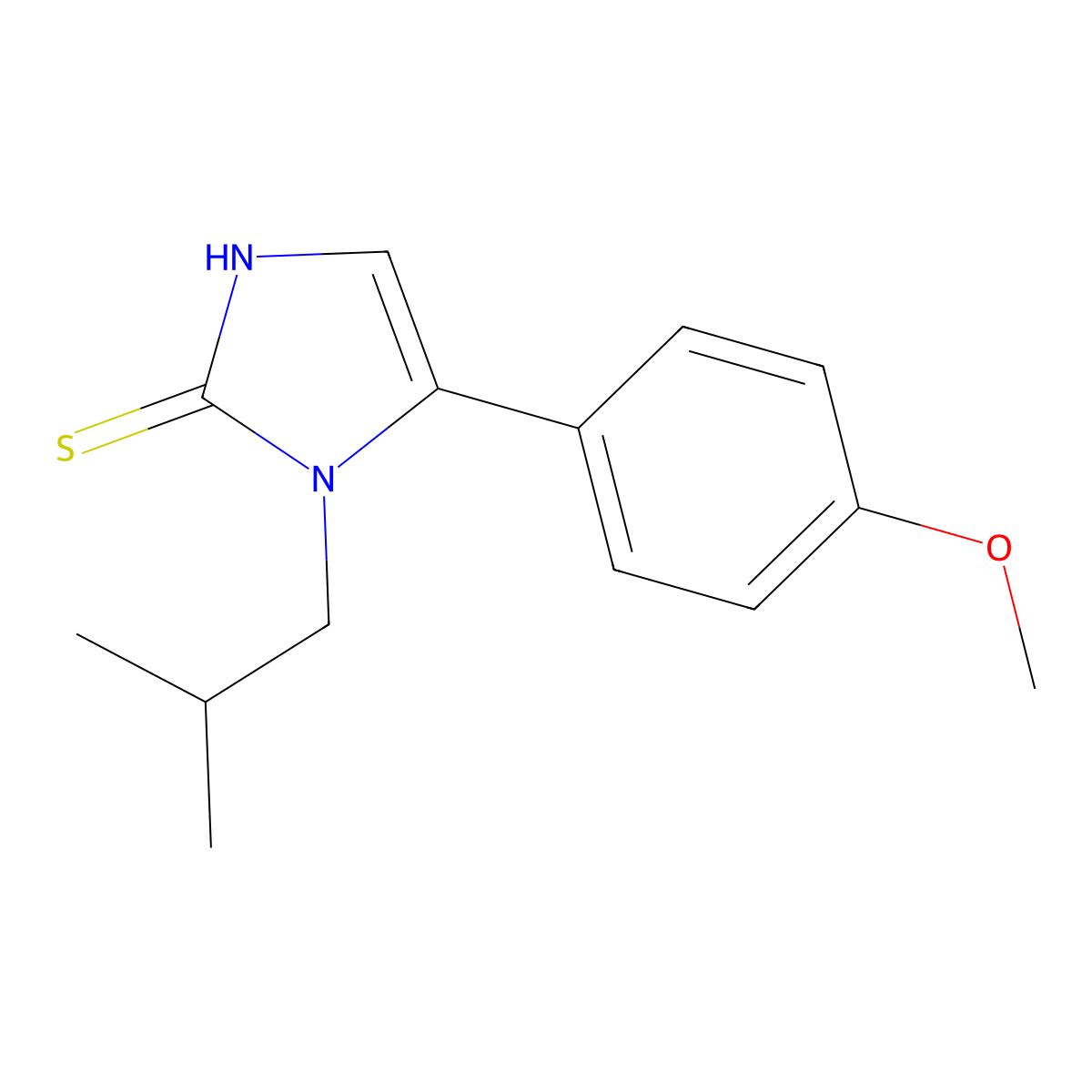 1-isobutyl-5-(4-methoxyphenyl)-1,3-dihydro-2H-imidazole-2-thione molecular structure, CAS 1105190-34-8