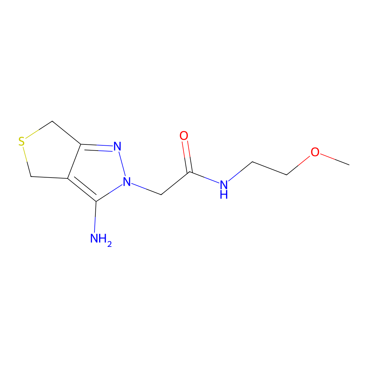 2-(3-amino-4H-thieno[3,4-c]pyrazol-2(6H)-yl)-N-(2-methoxyethyl)acetamide molecular structure, CAS 1105190-43-9
