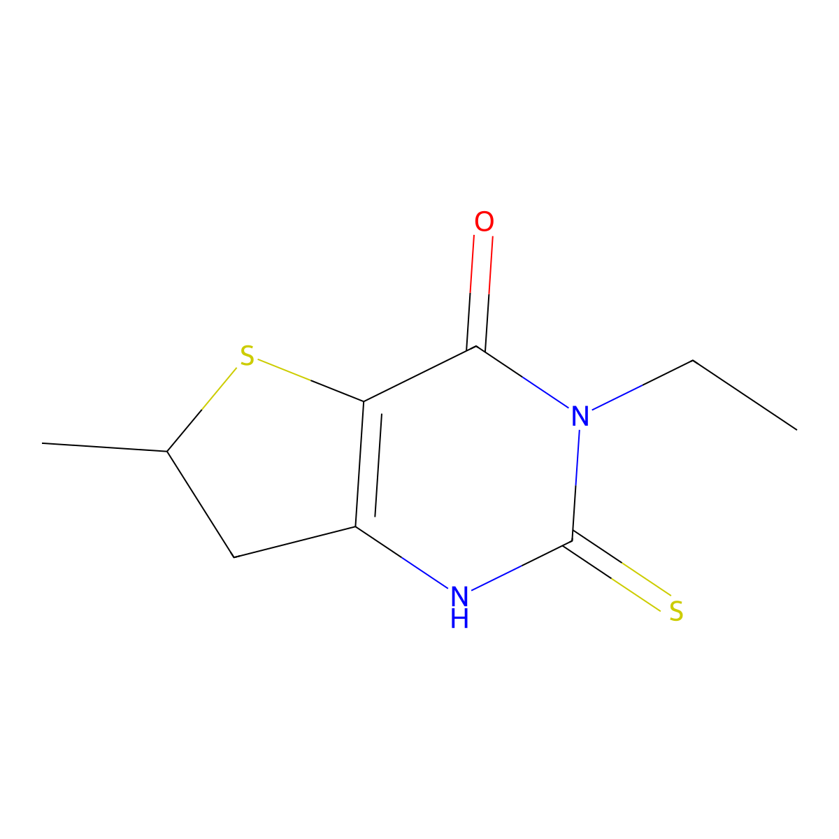 3-ethyl-2-mercapto-6-methyl-6,7-dihydrothieno[3,2-d]pyrimidin-4(3H)-one molecular structure, CAS 1105190-45-1