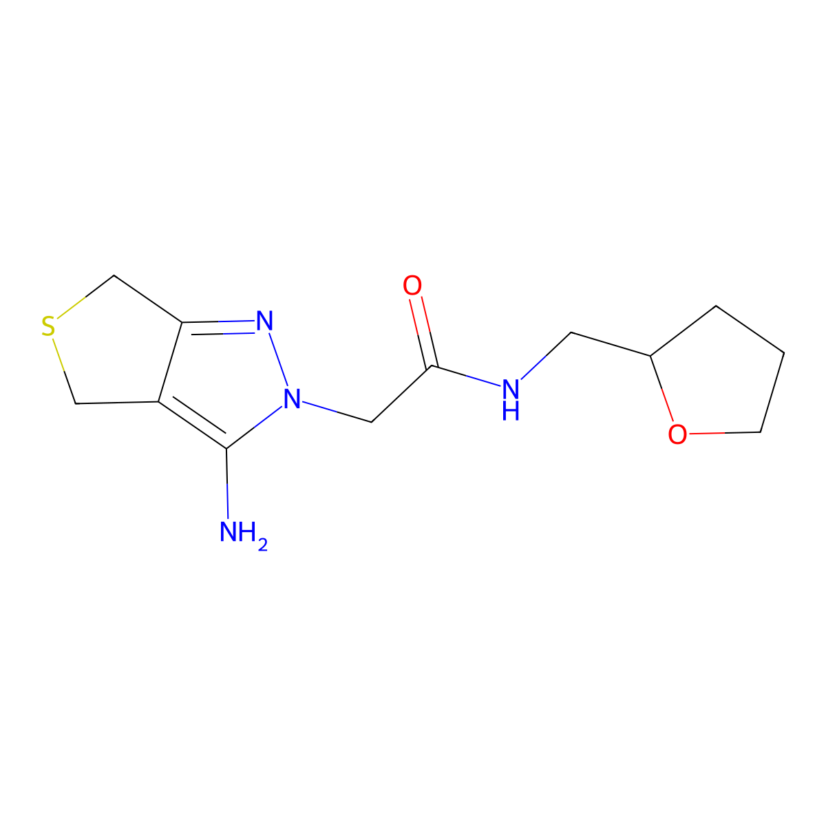 2-(3-amino-4H-thieno[3,4-c]pyrazol-2(6H)-yl)-N-(tetrahydrofuran-2-ylmethyl)acetamide molecular structure, CAS 1105190-48-4