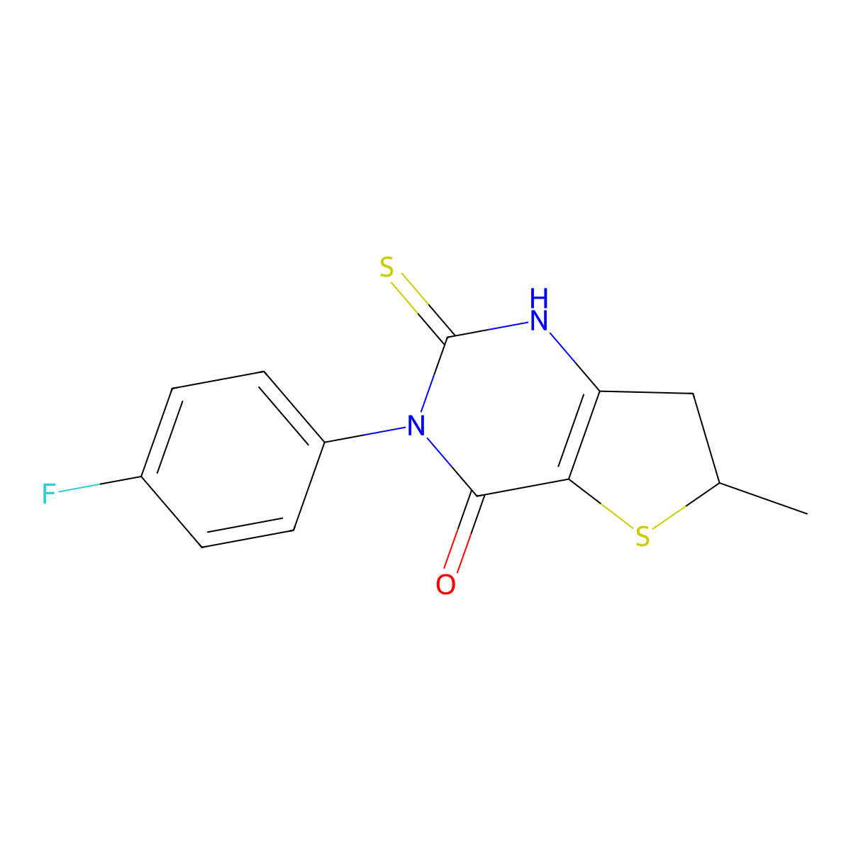 3-(4-fluorophenyl)-2-mercapto-6-methyl-6,7-dihydrothieno[3,2-d]pyrimidin-4(3H)-one molecular structure, CAS 1105190-55-3